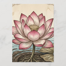 Vintage Elegante Rosa Lotus Blumen-Veranstaltungsp