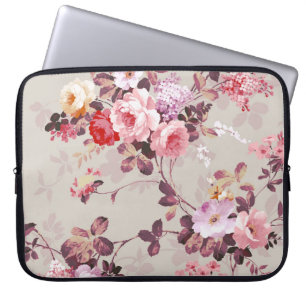 Vintage Elegante Rosa Rot Violette Rosen Muster Laptopschutzhülle