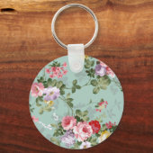 Vintage, elegante, rosa rote Rosen Blume Schlüsselanhänger (Vorderseite)