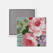 Vintage elegante rosa Rote Rosen Magnet (Vorderseite/Rückseite)