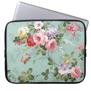 Vintage Elegante Rosa-Rote Rosen Muster Laptopschutzhülle