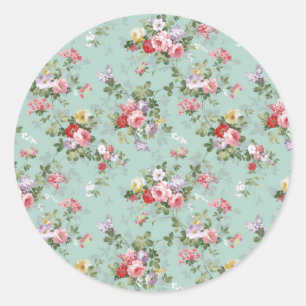 Vintage Elegante Rosa-Rote Rosen Muster Runder Aufkleber