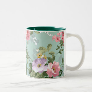 Vintage Elegante Rosa-Rote Rosen Muster Zweifarbige Tasse