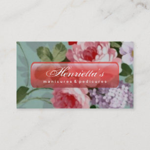 Vintage elegante rosarote Rosen Visitenkarte