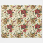Vintage Elegante Rot & Gold Poinsettia Florenz Fleecedecke (Vorderseite (Horizontal))