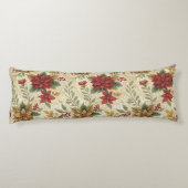 Vintage Elegante Rot & Gold Poinsettia Florenz Seitenschläferkissen (Rückseite)