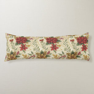 Vintage Elegante Rot & Gold Poinsettia Florenz Seitenschläferkissen