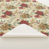 Vintage Elegante Rot & Gold Poinsettia Florenz Sherpadecke (3/4)
