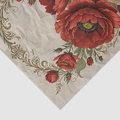 Vintage Elegante Rot- und Cremepione Seidenpapier (Ausschnitt)
