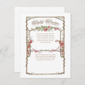 Vintage elegante Rote Rose Einladung (Vorne/Hinten)
