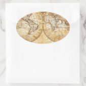 Vintage, elegante, rustikale Kugel, Atlaskarte bra Ovaler Aufkleber (Tasche)