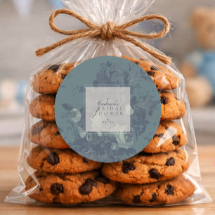 Vintage Elegante Rustikale Türkis Blumen Hochzeits Runder Aufkleber