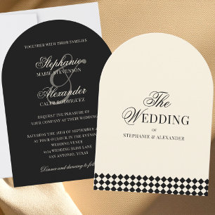 Vintage Elegante Schwarz Elfenbein Old Money Bogen Einladung
