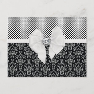 Vintage elegante schwarz-weiße Damaskus-Polka-Punk Postkarte