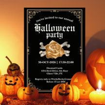 Vintage Elegante Schwarze Goldene Rose Halloween-P