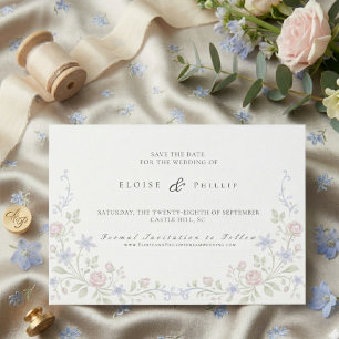 Vintage Elegante Soft Florale Regency-Hochzeit Save The Date