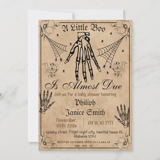 Vintage Elegante Spooky, Halloween-Kinderdusche Einladung (Vorderseite)