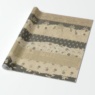 vintage elegante Streifen-Decoupage verziert antik Geschenkpapier