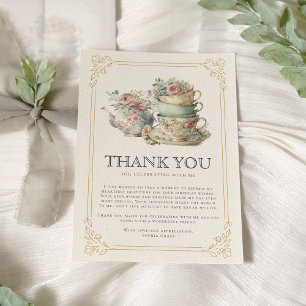 Vintage Elegante Teeparty-Bridal-Shower Dankeskarte