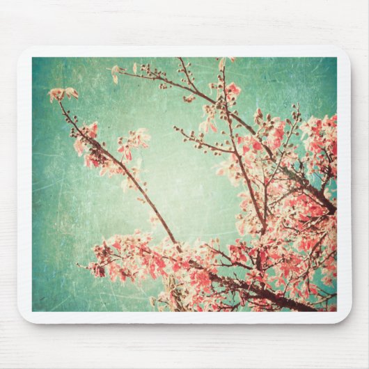 Vintage, elegante und aquamarine Holzblüte Mousepad (Vorne)