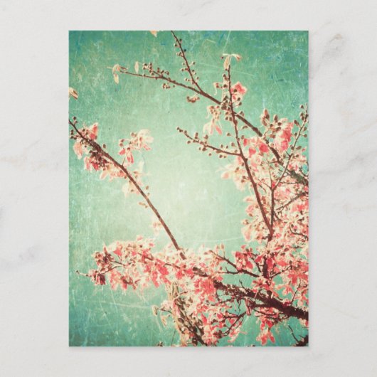 Vintage, elegante und aquamarine Holzblüte Postkarte (Vorderseite)