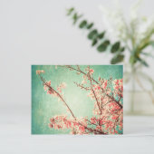 Vintage, elegante und aquamarine Holzblüte und Kir Postkarte (Stehend Vorderseite)