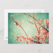 Vintage, elegante und aquamarine Holzblüte und Kir Postkarte (Vorne/Hinten)