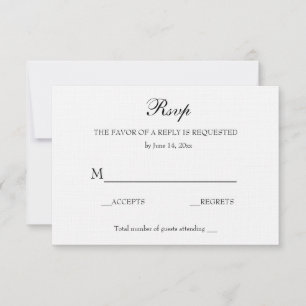 Vintage elegante Wedding UAWG Soft White Linen RSVP Karte