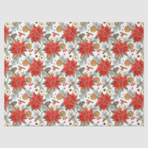 Vintage elegante Weihnachts-Wasserfarbe-Poinsettie Seidenpapier