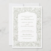 Vintage, elegante Weinreben, Rahmen Hochzeit Einladung (Vorderseite)