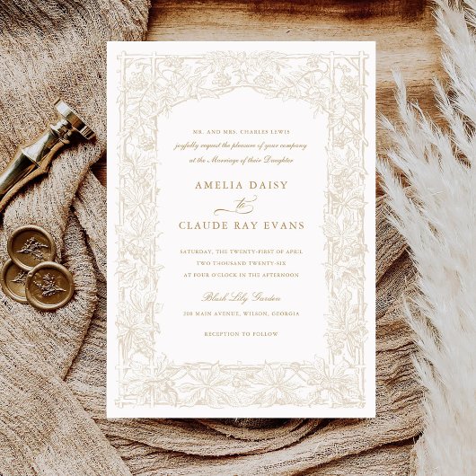 Vintage, elegante Weinreben, Rahmen Hochzeit Einladung