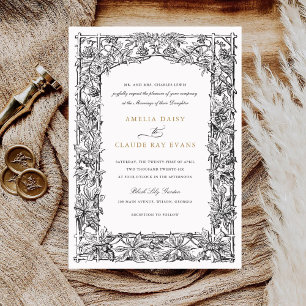 Vintage, elegante Weinreben, Rahmen Hochzeit Einladung