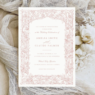 Vintage, elegante Weinreben, Rahmen Hochzeit Einladung