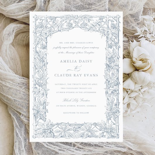 Vintage, elegante Weinreben, Rahmen Hochzeit Einladung