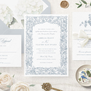 Vintage, elegante Weinreben, Rahmen Hochzeit Einladung
