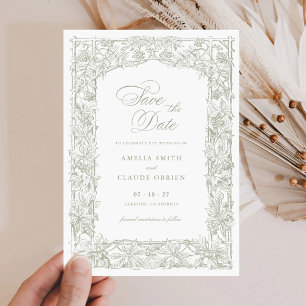 Vintage Elegante Weinreben-Rahmen Save the Date Einladung