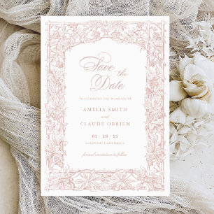 Vintage Elegante Weinreben-Rahmen Save the Date Einladung