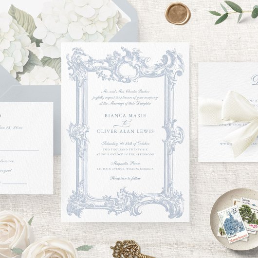 Vintage, elegante ZierrahmenWedding Einladung