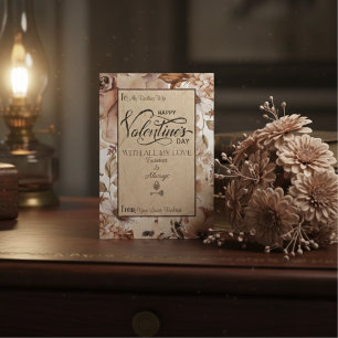 Vintage Eleganter Blumiger Froher Valentinstag Feiertagskarte
