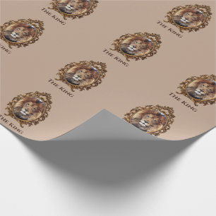 Vintage Eleganter Brauner Löwenkönig Retro-Väter Geschenkpapier