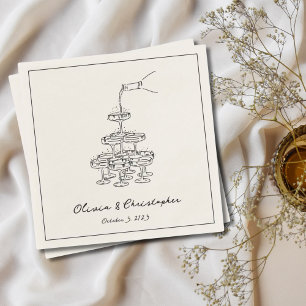 Vintage Eleganter Champagner-Turm-Sketch Maßgeschn Serviette
