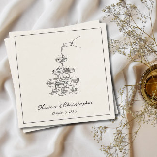 Vintage Eleganter Champagner-Turm-Sketch Maßgeschn Serviette