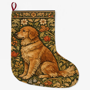 Vintage eleganter Golden Retriever Boho-Malerei Großer Weihnachtsstrumpf