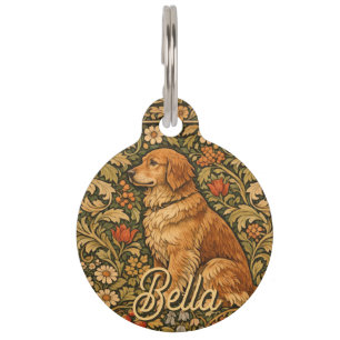 Vintage eleganter Golden Retriever Boho-Malerei Haustiermarke
