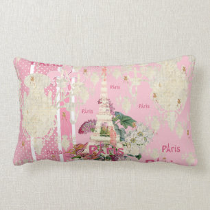 Vintage Eleganter Rosa Paris Eiffelturm Kronleucht Lendenkissen