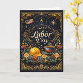 Vintage Eleganter Tag der Arbeit  Karte (Gelbe Blume)