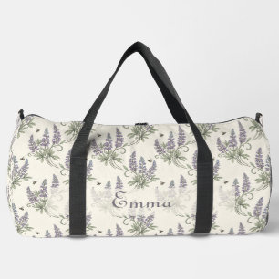Vintage Elegantes Lupinen- und Bienen-Botanikmuste Duffle Bag