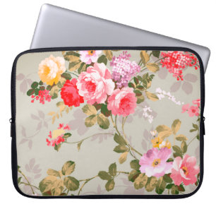Vintage Elegantes Rosa-Rotes Rosenmuster Laptop-Hü Laptopschutzhülle