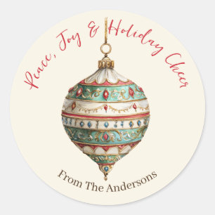 Vintage Elegantes Weihnachtsornament zum Anpassen Runder Aufkleber