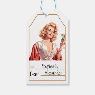 Vintage Elegantin  Personalisiert nach und von (4) Geschenkanhänger